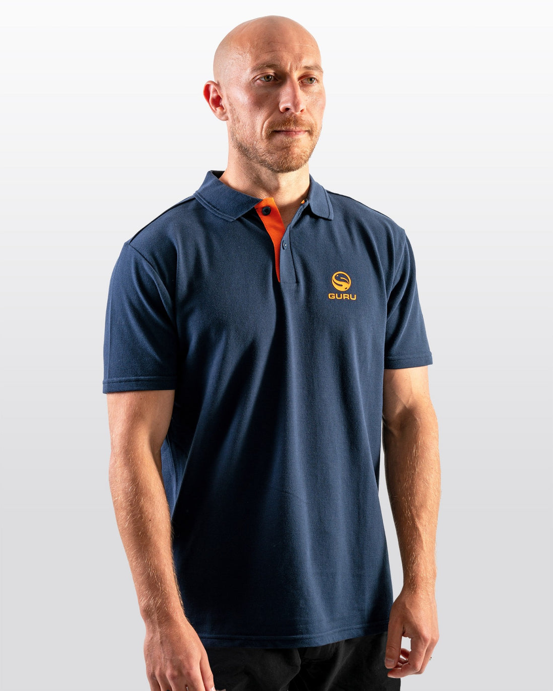 Tackle Guru Polo Breathable, Orange Trim, Navy