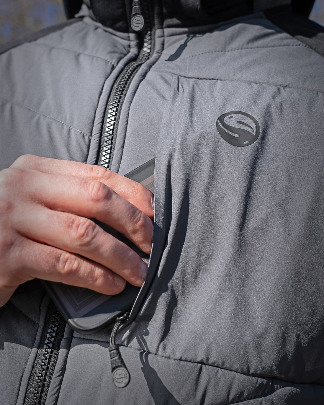 Tackle Guru Hybrid Jacket – Fleece Puffer, Charcoal